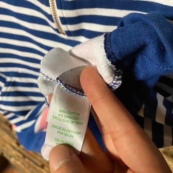 Lilly Pulitzer Skipper Popover Navy Blue Striped Half-Zip Sweatshirt Size XS - Picture 7 of 8